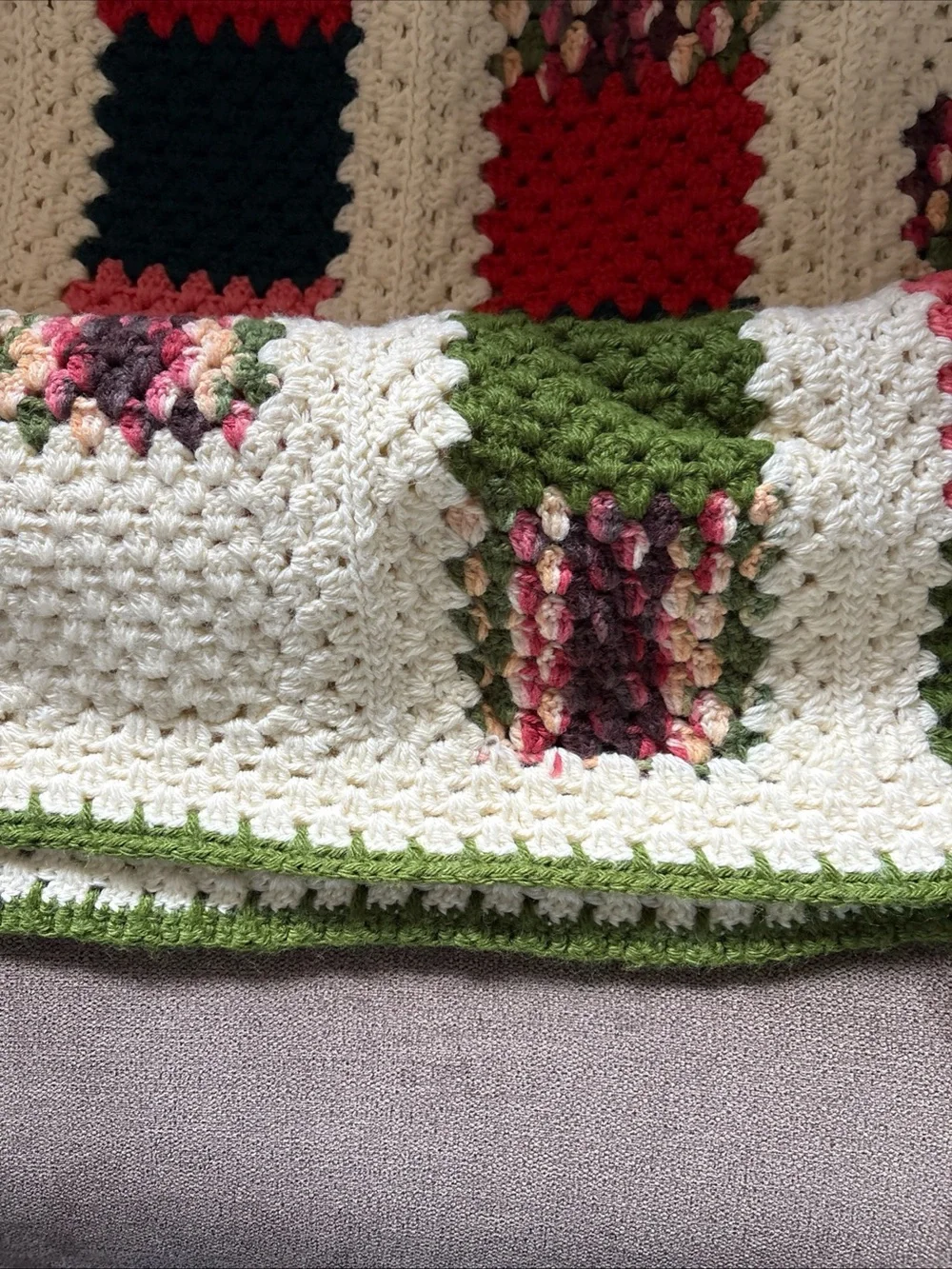 Handmade Beautiful Colors  Granny Square Afghan 61”x37” - Picture 2 of 5